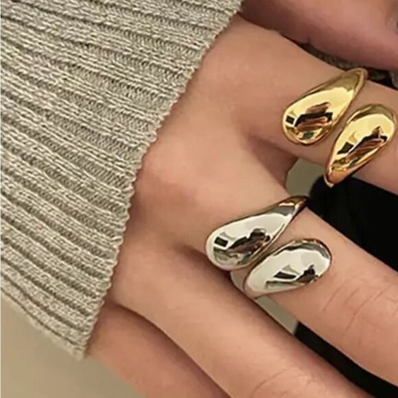 SILVER WATER DROP ADJUSTABLE RING FAMOUS PERSONALITY. - Picture 4 of 4